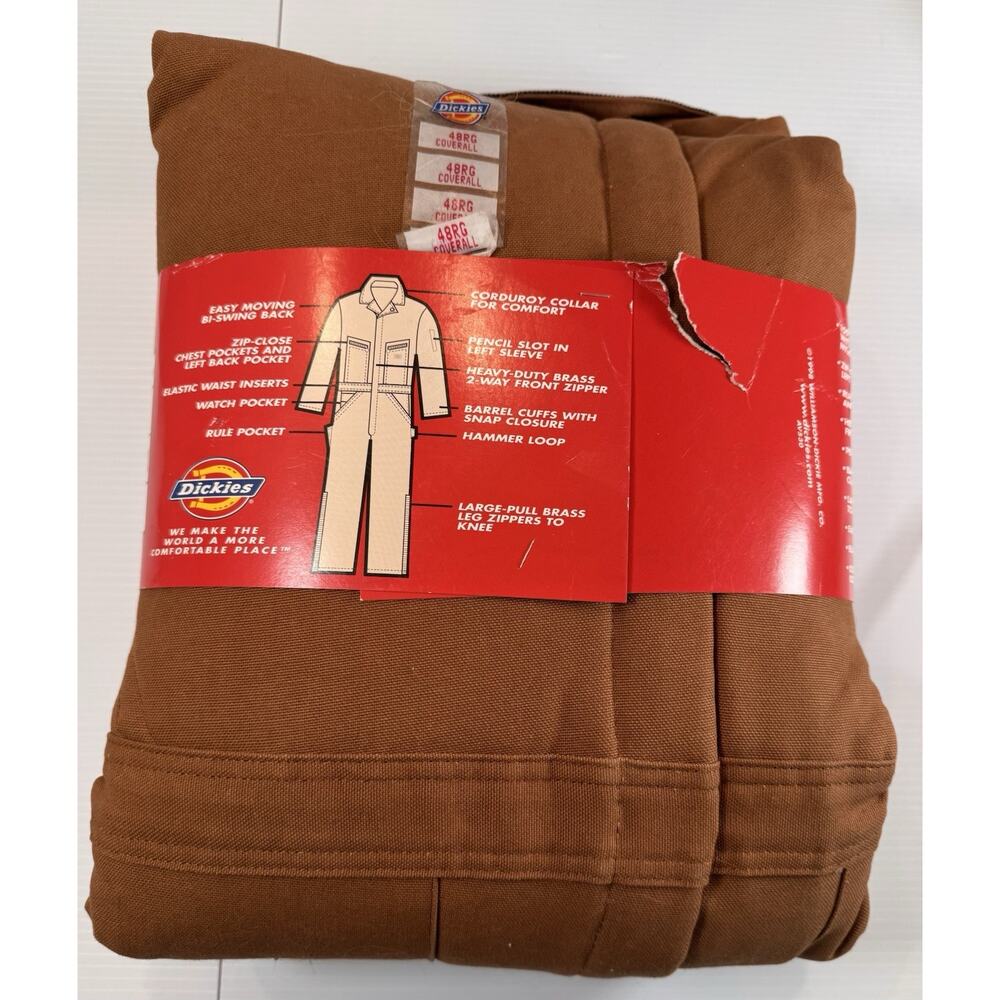 Dickies NWT Men 46/48 Brown 10oz Duck Cotton Insulated Hooded Work Coveralls - Picture 7 of 12